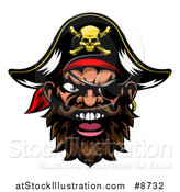 Vector Illustration of a Pirate Mascot Face with an Eye Patch and Captain Hat by AtStockIllustration