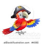 Vector Illustration of a Pirate Parrot in a Tricorn Hat, Presenting by AtStockIllustration