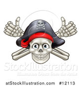 Vector Illustration of a Pirate Skull and Cross Bones Jolly Roger, with Thumbs up by AtStockIllustration