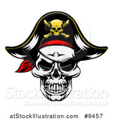 Vector Illustration of a Pirate Skull Wearing a Patch and Captain Hat by AtStockIllustration