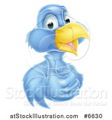 Vector Illustration of a Pleased Blue Bird Character Giving a Thumb up by AtStockIllustration