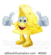 Vector Illustration of a Pleased Cheese Mascot Holding Two Thumbs up by AtStockIllustration