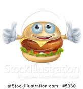 Vector Illustration of a Pleased Cheeseburger Holding Two Thumbs up by AtStockIllustration