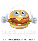 Vector Illustration of a Pleased Cheeseburger Holding Two Thumbs up by AtStockIllustration