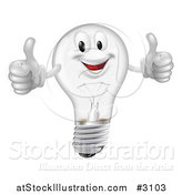 Vector Illustration of a Pleased Clear Lightbulb Mascot Holding Two Thumbs up by AtStockIllustration
