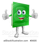 Vector Illustration of a Pleased Green Book Mascot Holding Two Thumbs up by AtStockIllustration