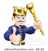 Vector Illustration of a Pleased King Holding a Sceptre and Thumb up by AtStockIllustration