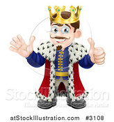 Vector Illustration of a Pleased King Holding a Thumb up and Waving by AtStockIllustration
