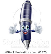 Vector Illustration of a Pleased Pen Holding Two Thumbs up by AtStockIllustration
