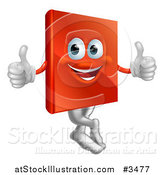 Vector Illustration of a Pleased Red Book Mascot Holding Two Thumbs up by AtStockIllustration