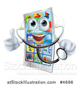 Vector Illustration of a Pleased Smart Phone Holding a Thumb up and a Stethoscope by AtStockIllustration