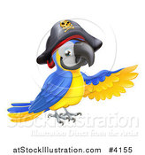 Vector Illustration of a Pointing Blue and Gold Macaw Pirate Parrot by AtStockIllustration