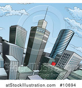 Vector Illustration of a Pop Art Comic Book Styled Scene of City Skyscrapers by AtStockIllustration