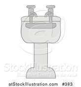 Vector Illustration of a Porcelain Bathroom Sink with Two Faucets by AtStockIllustration