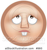 Vector Illustration of a Praying Emoticon - Tan Version by AtStockIllustration