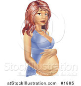 Vector Illustration of a Pregnant Red Haired Woman Holding Her Belly by AtStockIllustration