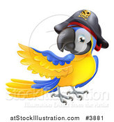 Vector Illustration of a Presenting Blue and Gold Pirate Macaw Parrot by AtStockIllustration