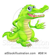Vector Illustration of a Presenting Green Crocodile by AtStockIllustration