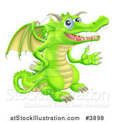 Vector Illustration of a Presenting Green Dragon by AtStockIllustration
