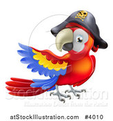 Vector Illustration of a Presenting Parrot Pirate Wearing a Hat by AtStockIllustration