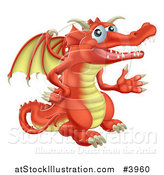 Vector Illustration of a Presenting Red Dragon by AtStockIllustration