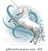 Vector Illustration of a Pretty White Unicorn Rearing up on Its Hind Legs by AtStockIllustration