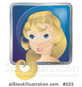 Vector Illustration of a Pretty Woman with Blond Hair and Blue Eyes by AtStockIllustration