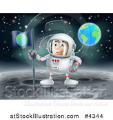 Vector Illustration of a Proud Astronaut Planting an Earth Flag on the Moon by AtStockIllustration