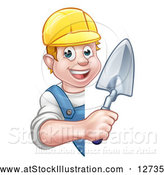 Vector Illustration of a Proud White Male Mason Worker Posing with a Trowel by AtStockIllustration