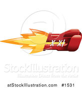 Vector Illustration of a Punching Red Boxing Glove on Fire by AtStockIllustration
