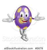 Vector Illustration of a Purple and Yellow Polka Dot Easter Egg Mascot by AtStockIllustration