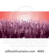 Vector Illustration of a Purple Group of Silhouetted Hands in a Crowd by AtStockIllustration