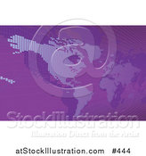 Vector Illustration of a Purple Map of the Americas and Europe by AtStockIllustration