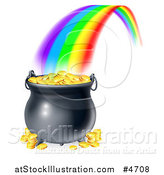 Vector Illustration of a Rainbow Ending at a Pot of Gold by AtStockIllustration
