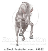 Vector Illustration of a Rearing, Charging or Jumping White Horse by AtStockIllustration