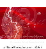 Vector Illustration of a Red Abstract Background of Hexagons and Lightning by AtStockIllustration