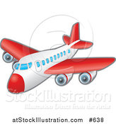 Vector Illustration of a Red and White Passenger Airplane by AtStockIllustration