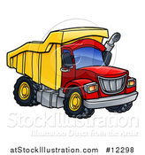 Vector Illustration of a Red and Yellow Dump Truck by AtStockIllustration