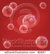 Vector Illustration of a Red Background with Reflective Bubbles by AtStockIllustration