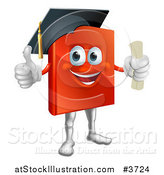 Vector Illustration of a Red Book Mascot Graduate by AtStockIllustration