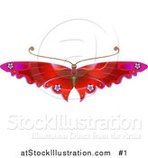 Vector Illustration of a Red Butterfly with Flower Decoration on the Wings by AtStockIllustration