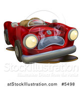 Vector Illustration of a Red Car Character Broken down with Oil by AtStockIllustration