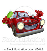 Vector Illustration of a Red Car Character Holding a Brush and Thumb up by AtStockIllustration