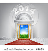 Vector Illustration of a Red Carpet Leading to a 2014 New Year Doorway by AtStockIllustration