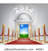 Vector Illustration of a Red Carpet Leading to a 2014 New Year Doorway by AtStockIllustration