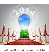 Vector Illustration of a Red Carpet Leading to a 2014 New Year Doorway by AtStockIllustration