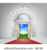 Vector Illustration of a Red Carpet Leading to a CHANGE Doorway by AtStockIllustration