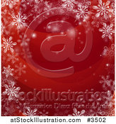 Vector Illustration of a Red Christmas Background Bordered in Snowflakes by AtStockIllustration