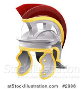 Vector Illustration of a Red Crested Galea Style Helmet by AtStockIllustration