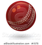 Vector Illustration of a Red Cricket Ball with White Stitching by AtStockIllustration